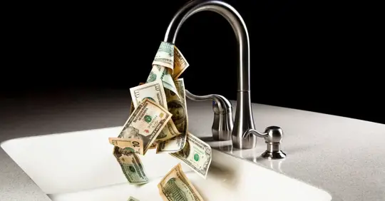money coming out of faucet